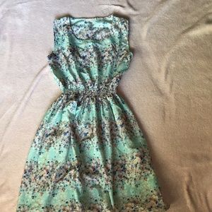 Teal floral tank top dress